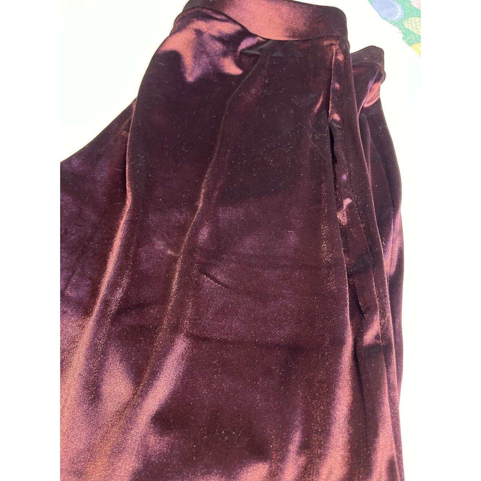 Liquid Velvet Burgundy Wide Leg Pants Sz L Holiday Party